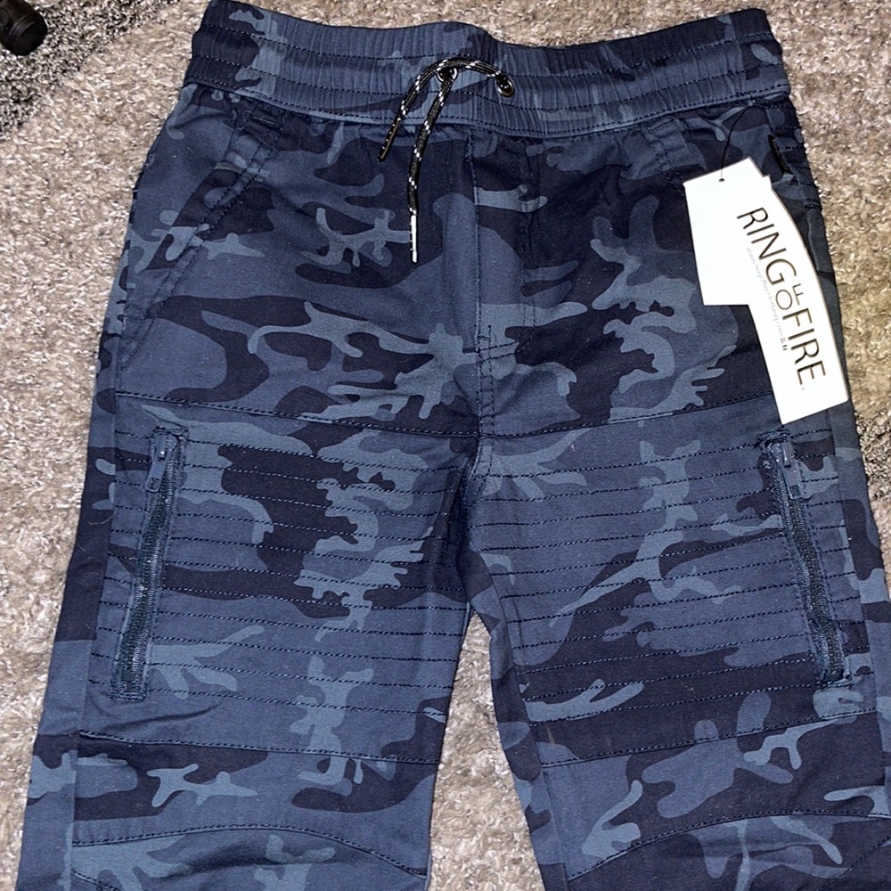 👖🏈 BOYS RING OF FIRE 🔥 CAMOUFLAGE-BLUE MIX PANTS
